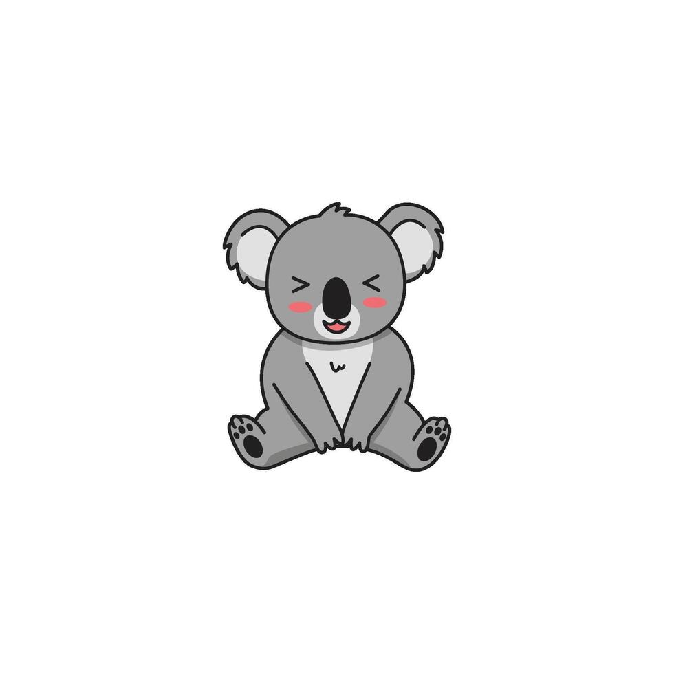 An icon of a cute cartoon koala character sitting with one eye winking and a playful expression, suggesting mischief, charm, and a knowing secret. vector