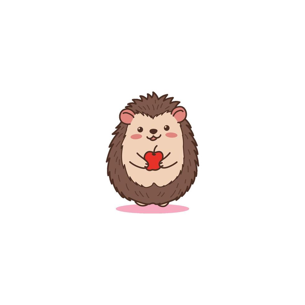 An icon of a cute cartoon hedgehog holding a small red heart, symbolizing love, affection, and warmth. vector