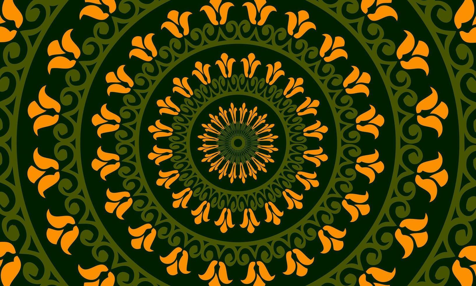 Abstract circle greek mandala ethnic pattern. Decoration green elements patterns. vector