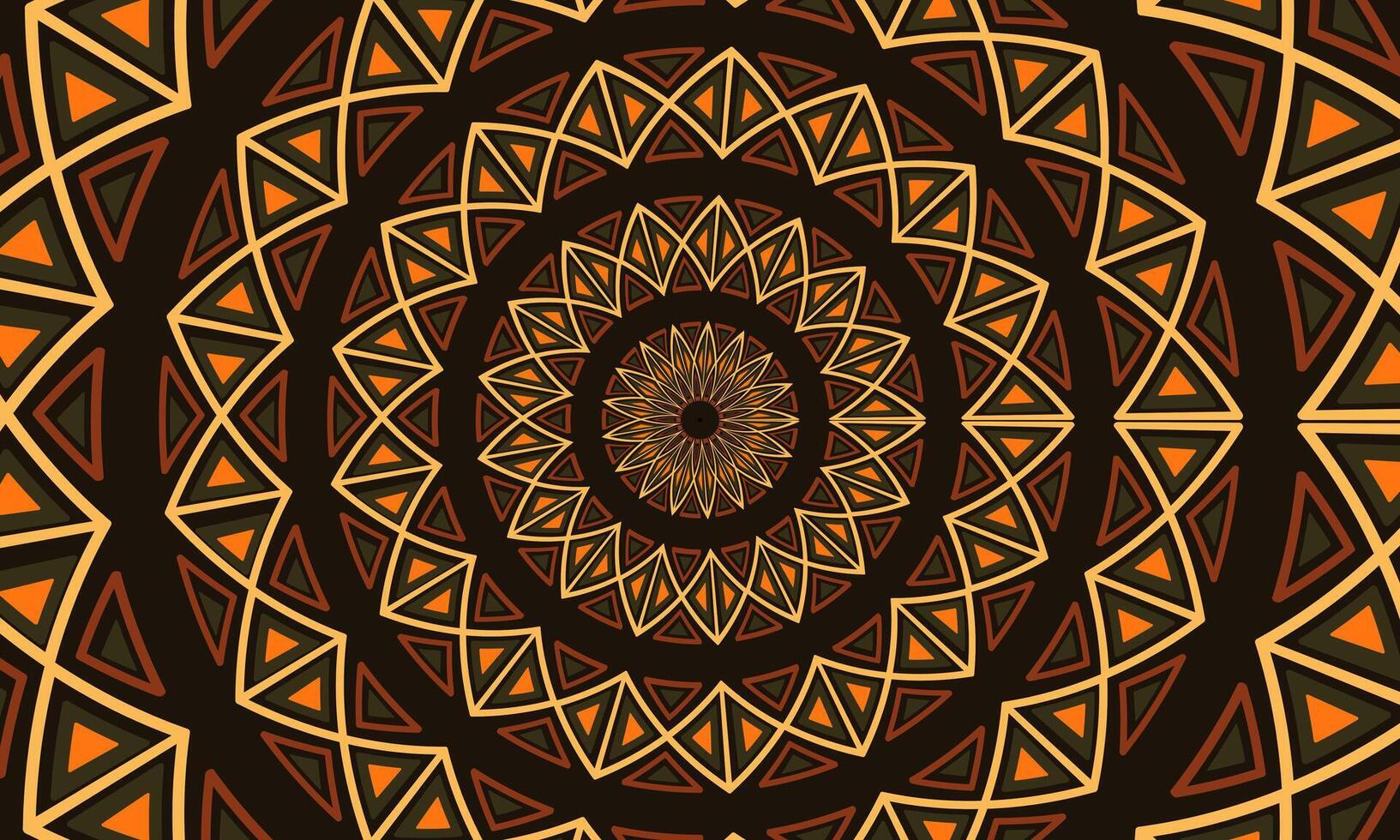 Abstract circle greek mandala ethnic pattern. Round meander brown borders. vector
