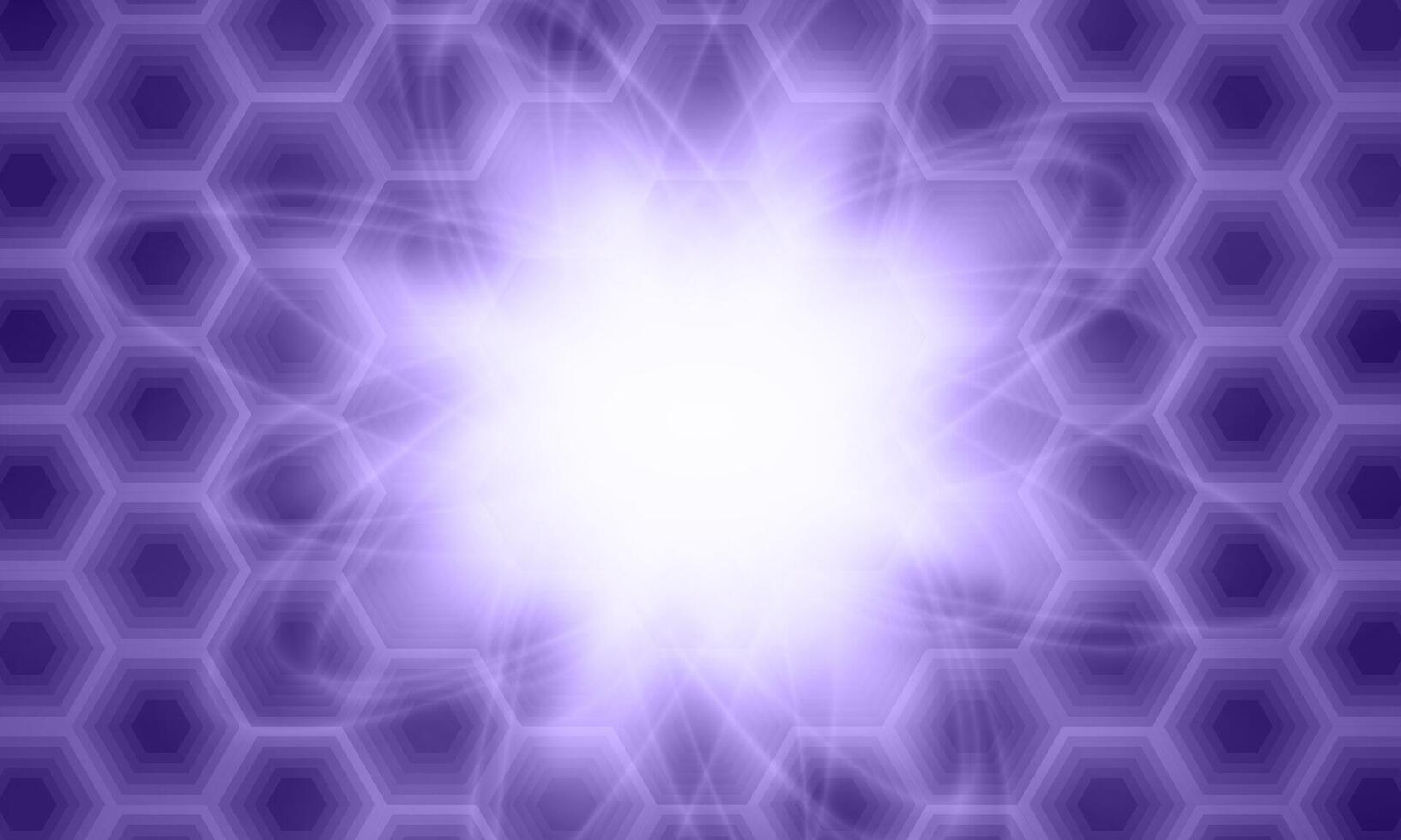 Abstract shiny purple hexagon pattern. dimension on white rays. vector