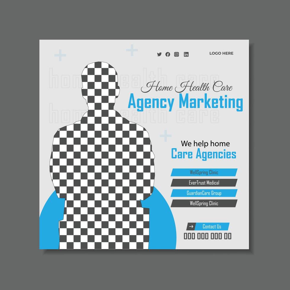 Medical social media post design template vector