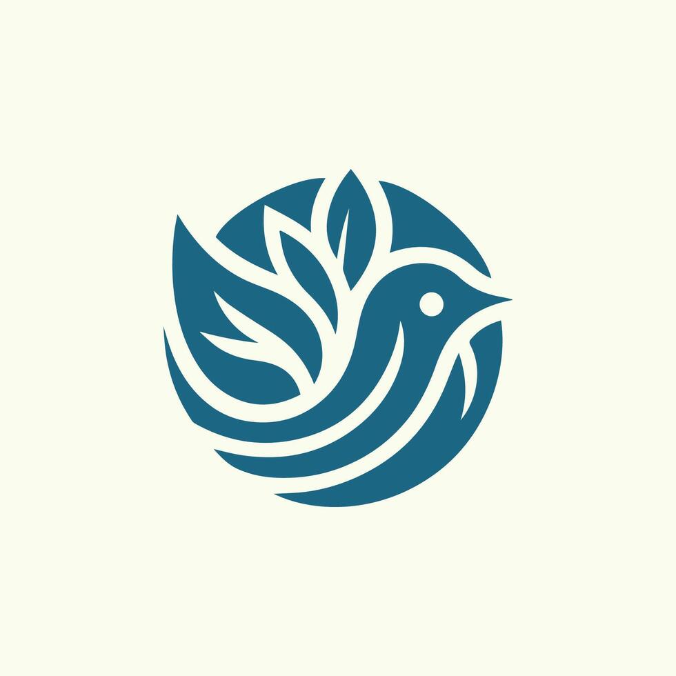 a bird logo with leaves on it vector