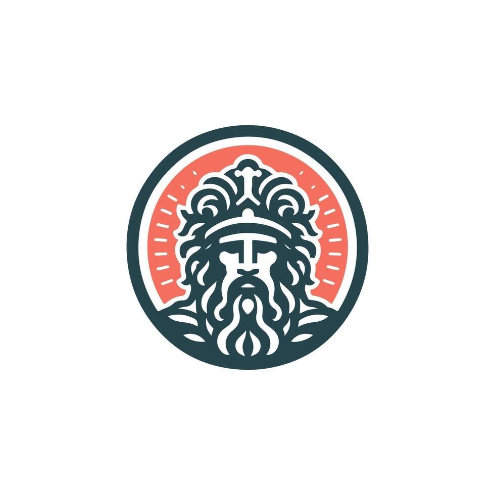 a man with a beard and a crown on his head vector