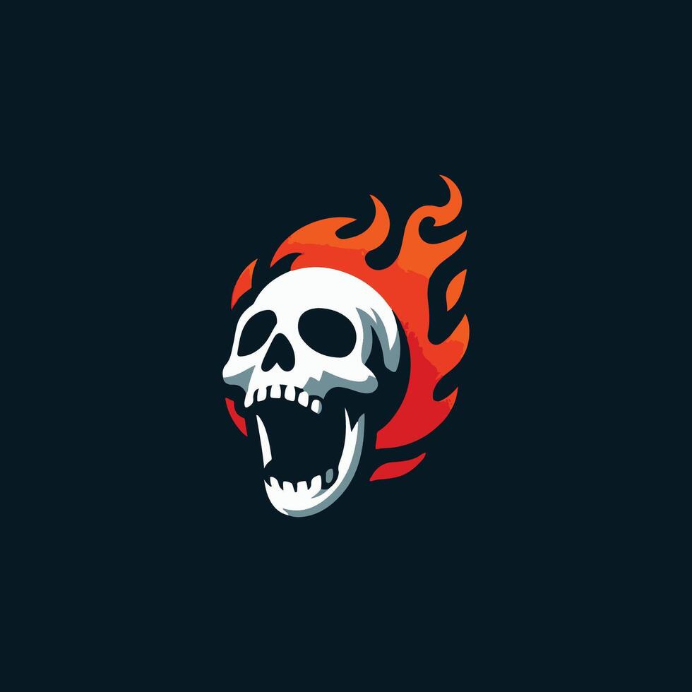 a skull with flames on it's head vector