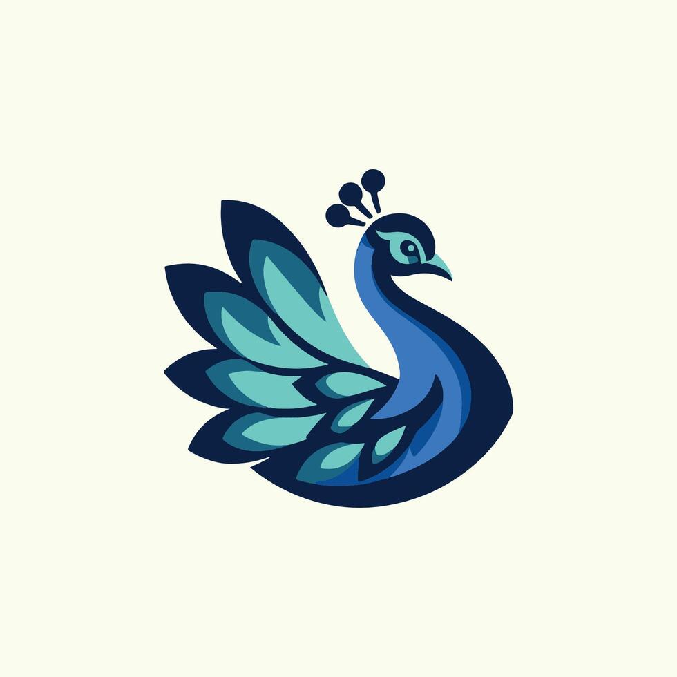 a blue peacock logo with a blue bird on it vector