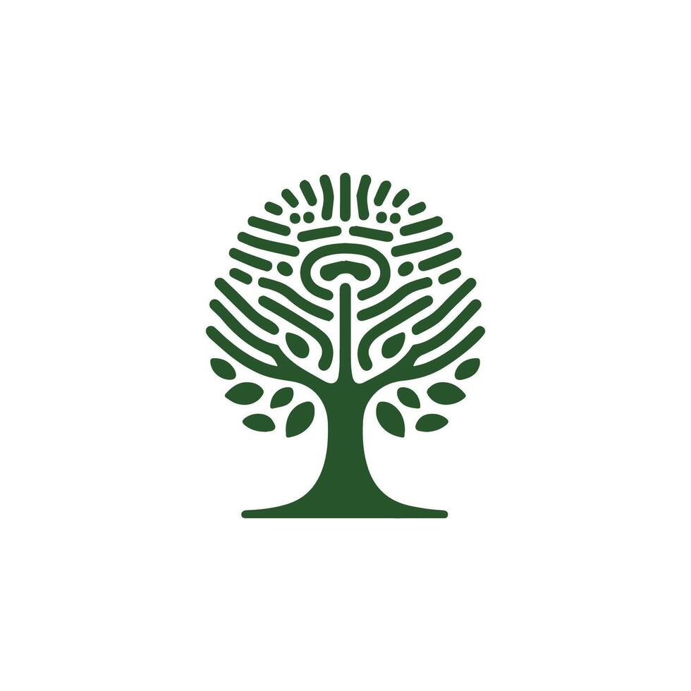 tree logo with a green leaf on it vector
