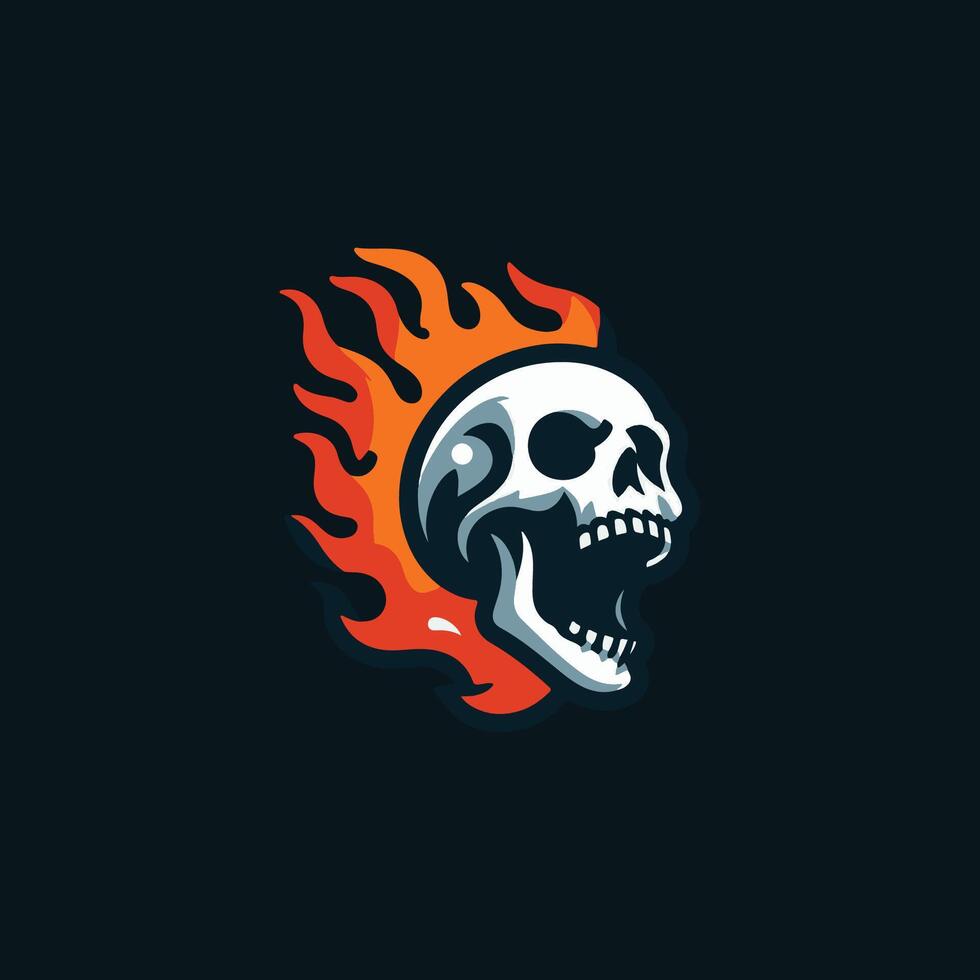 Skull Screaming Fire Logo vector