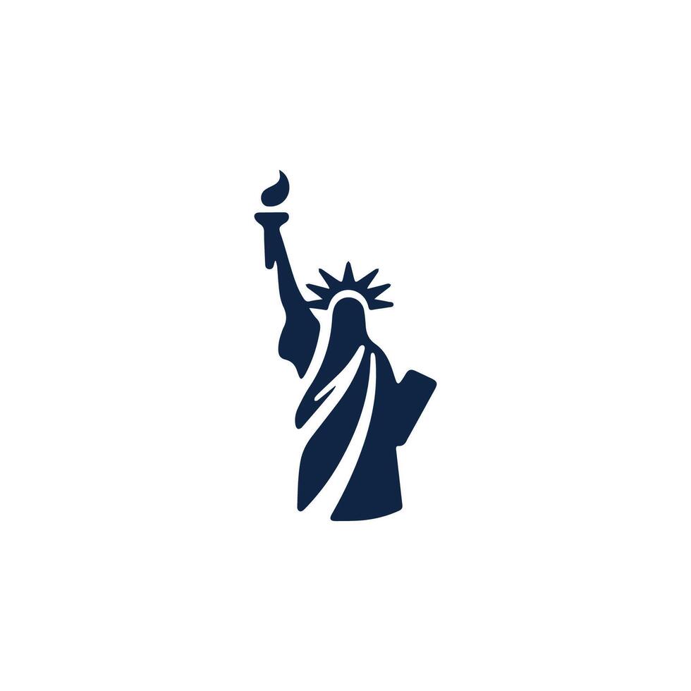 the statue of liberty is shown in a blue and white logo vector