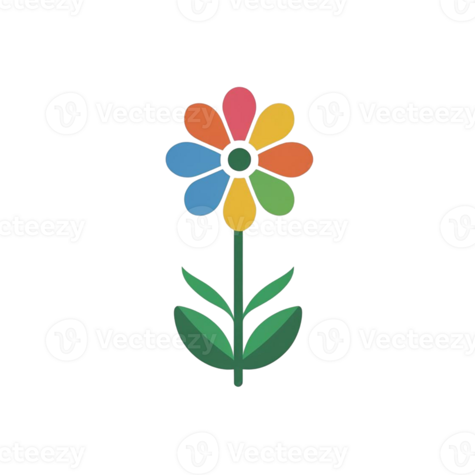 Vibrant Rainbow Flower Illustration Colorful Floral Design Element png