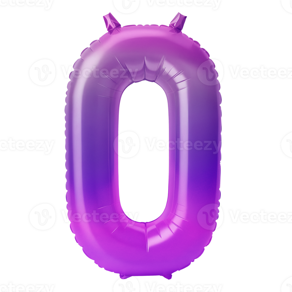A purple and pink gradient balloon shaped like the number zero. png