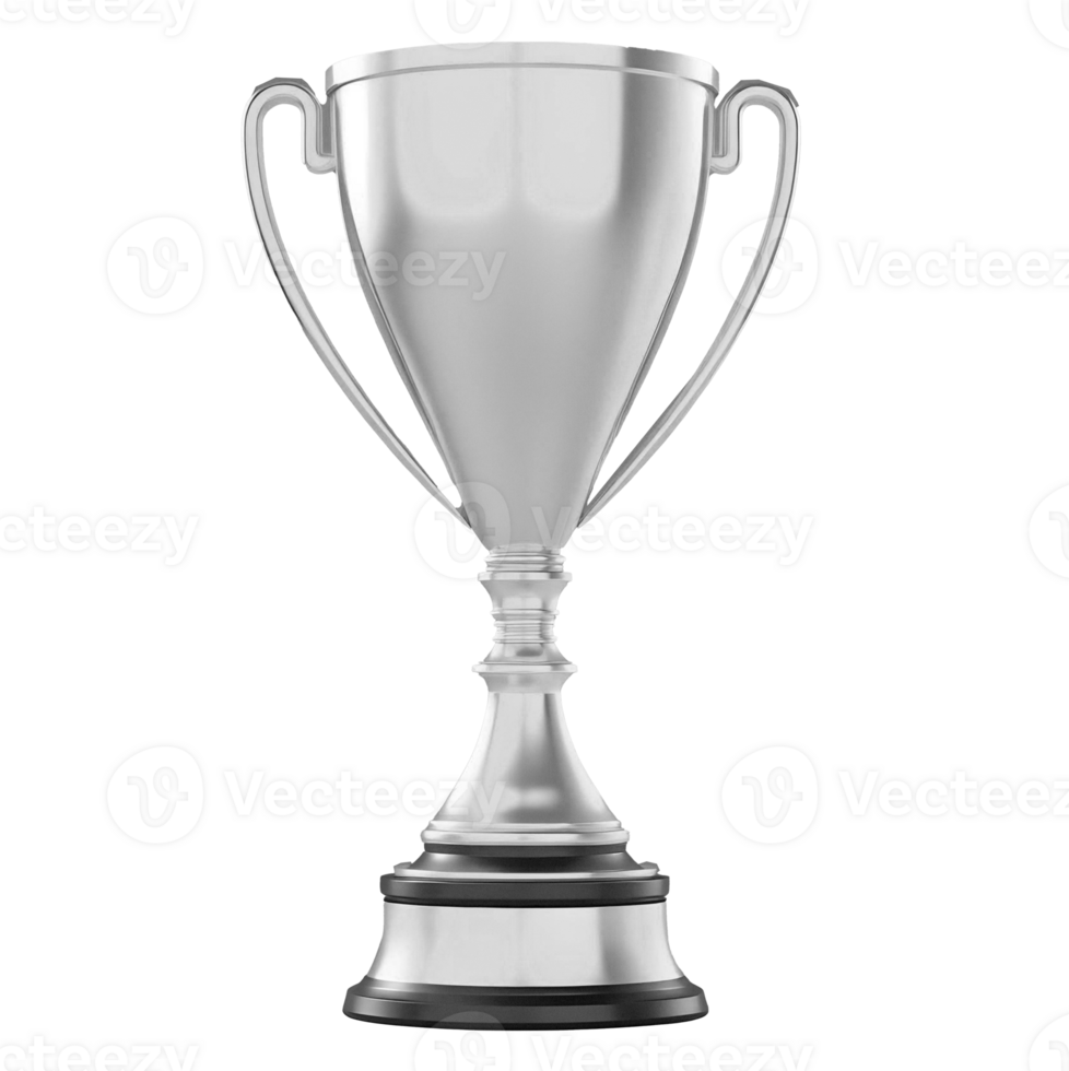 A silver trophy stands against a transparent background, partially obscured png