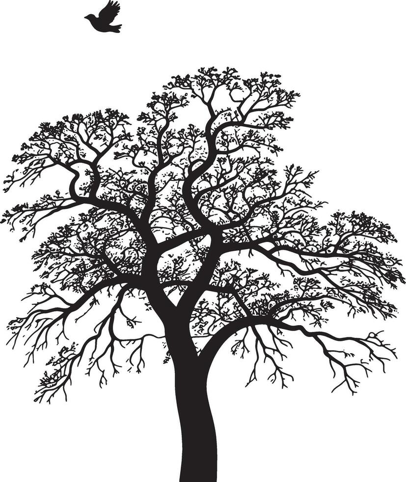 tree silhouette line art design vector