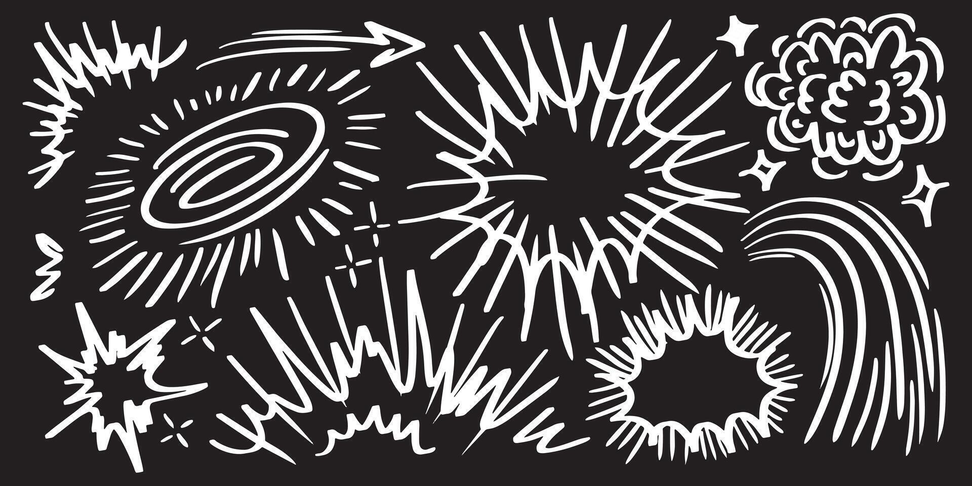 Bomb explosion in cartoon doodle style. Hand drawn comic boom bang drawing in naive outline style. EPS 10 vector