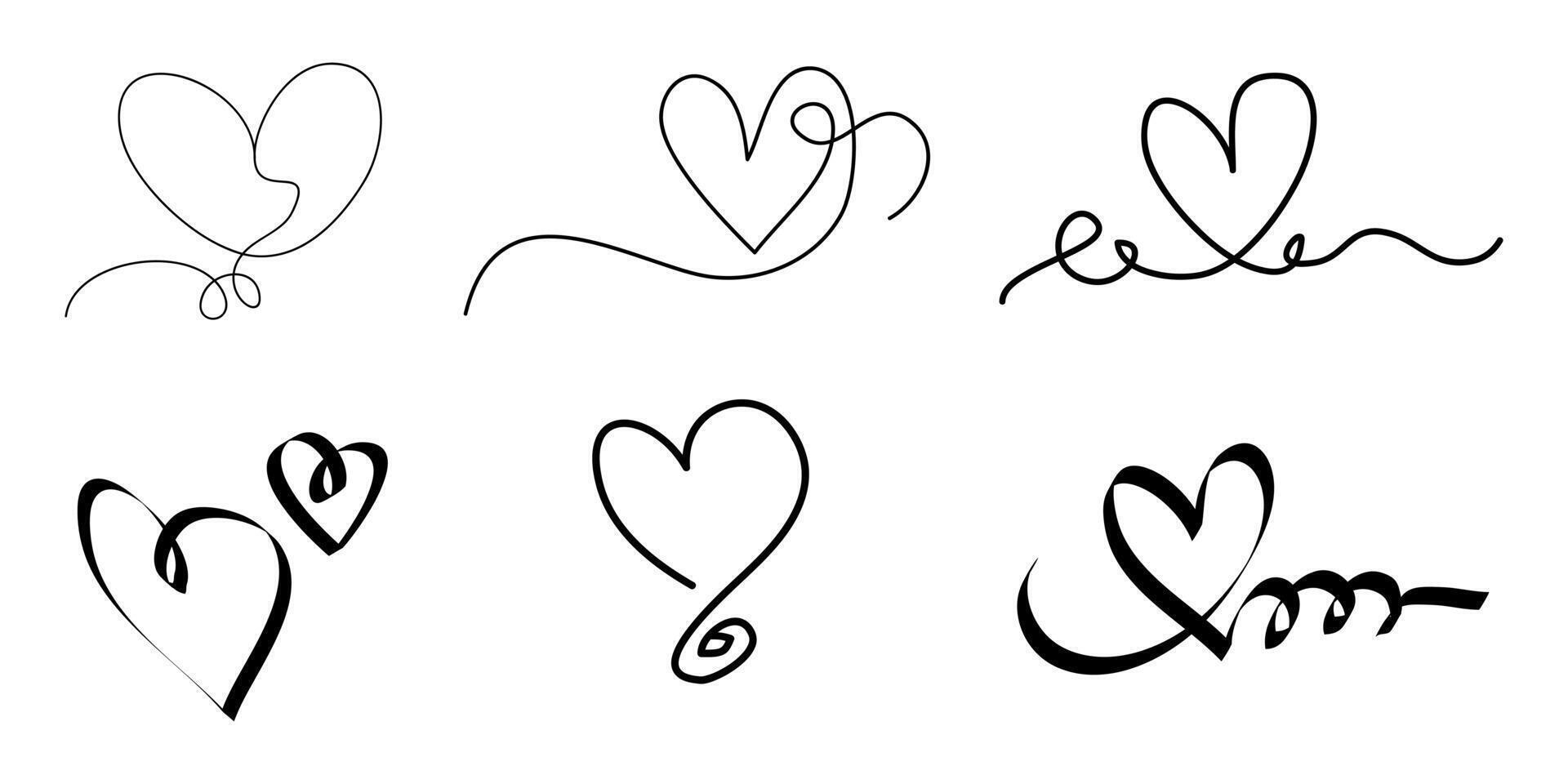 Doodle hearts on set. hand drawn style, love symbol vector