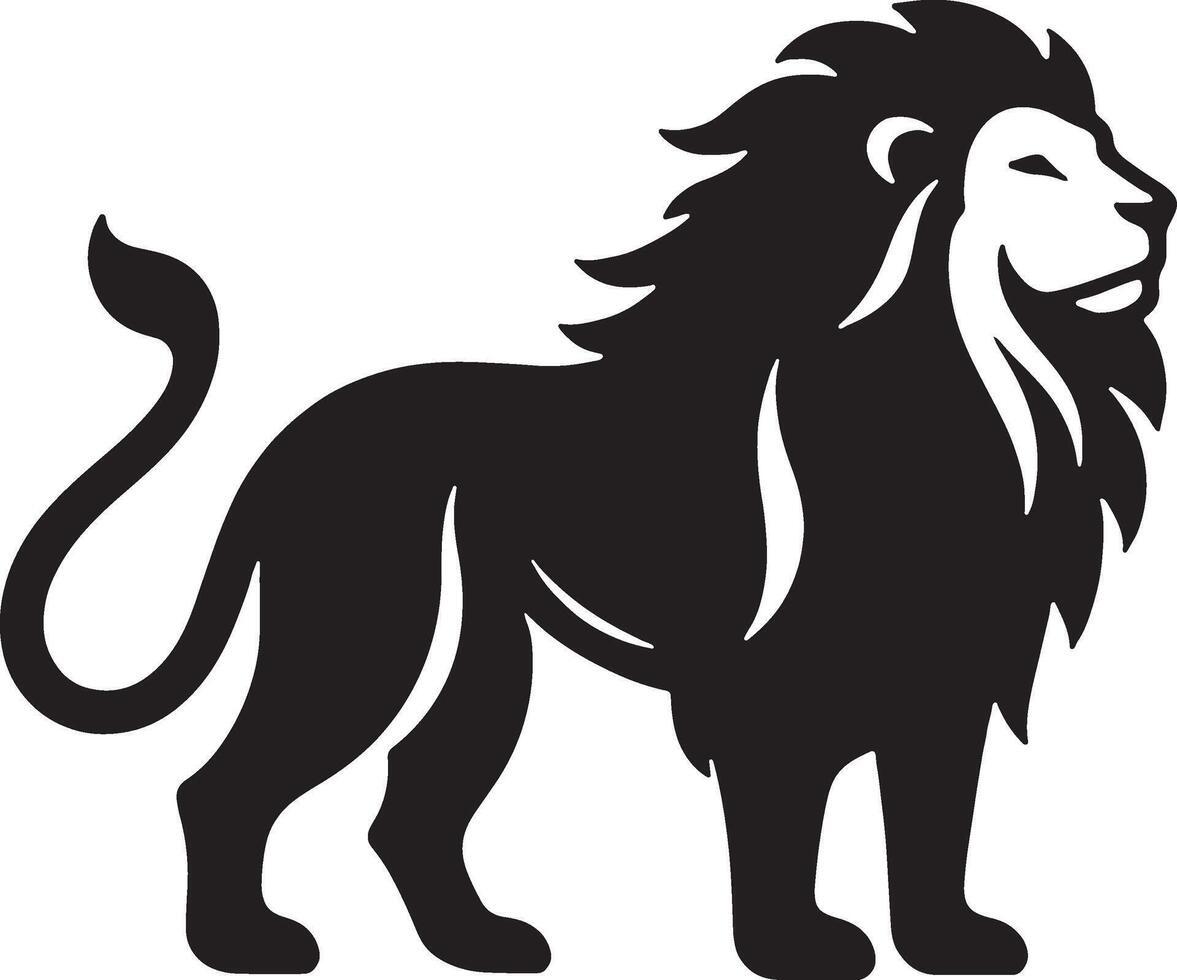 A lion is standing in front of a white background vector
