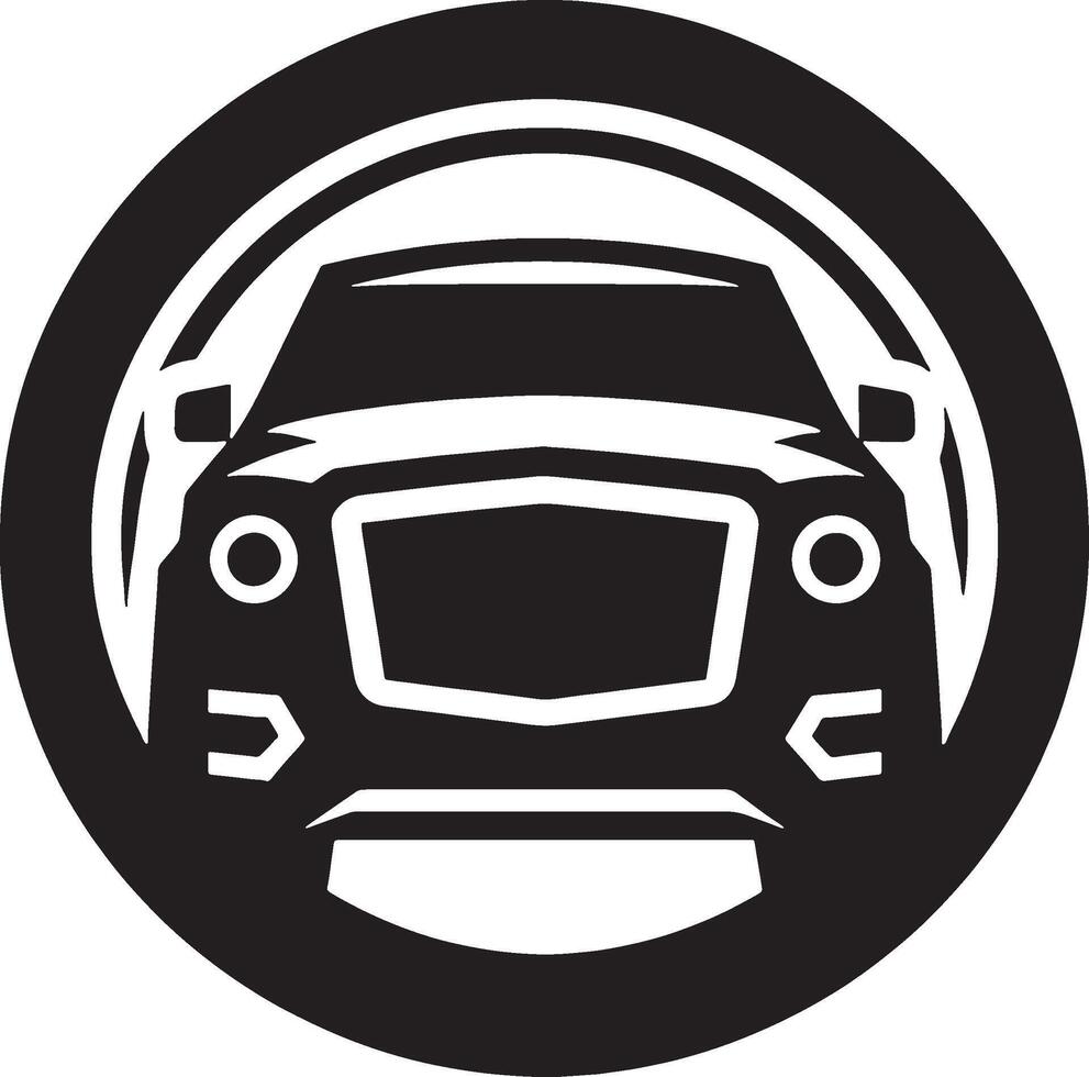 Black and white car icon in a circle vector