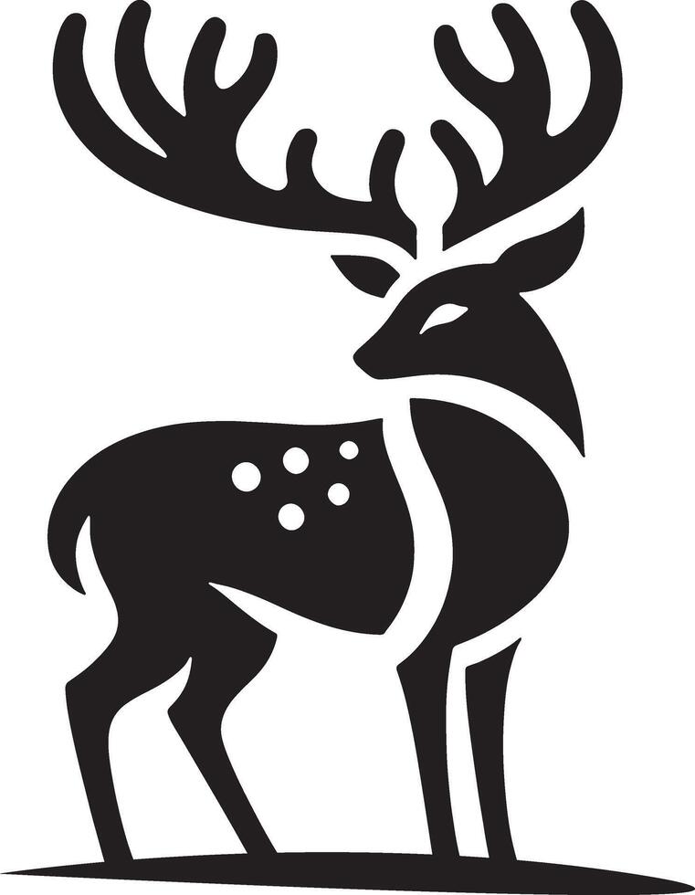 Black and white deer silhouette on a white background vector