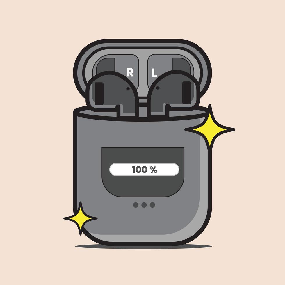 Flat Design of Wireless Airpods Pro Modern, Headphone Symbol Simple Icon Illustration vector