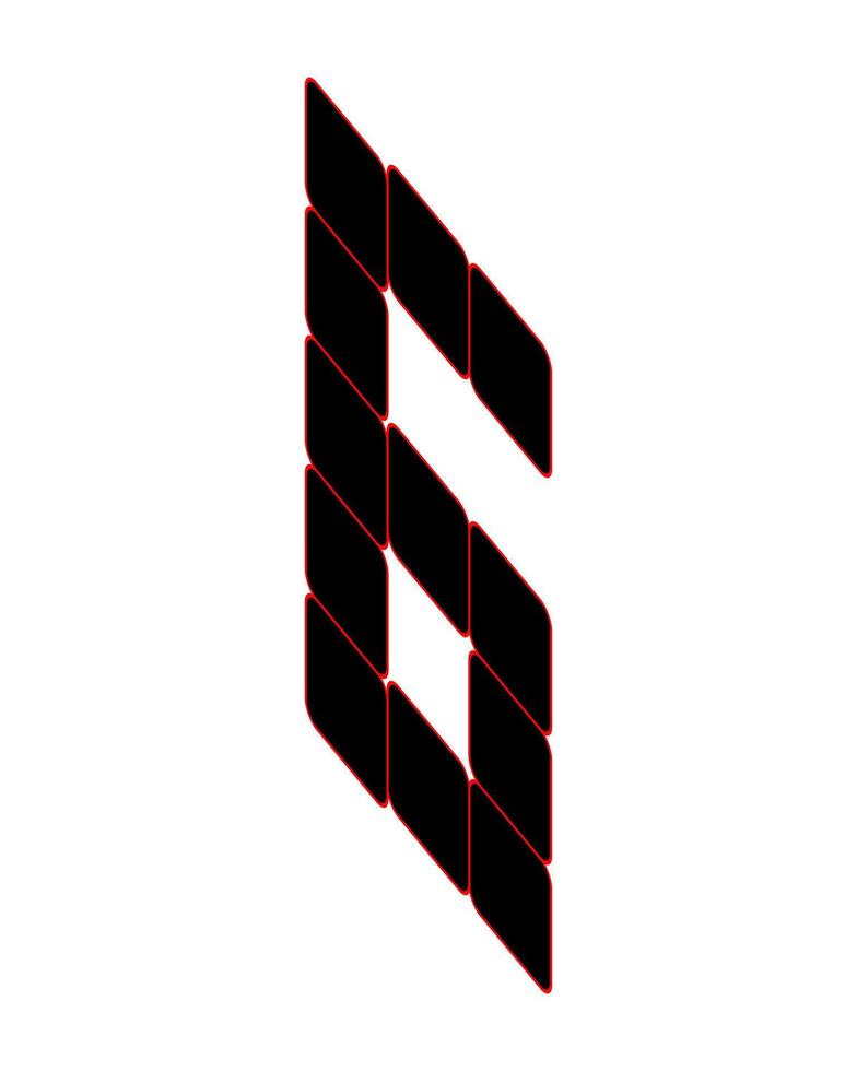 Design number 6 italics. Suitable for t-shirts, gamers, baseball, etc. Sports Style. vector