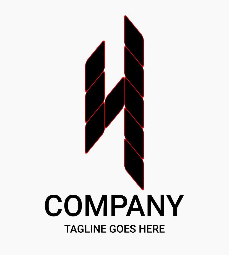 Elegant, sporty and uniquely designed monogram number Four logo. This design is suitable for t-shirts, gamers, sports, etc. Construction style number logo. vector