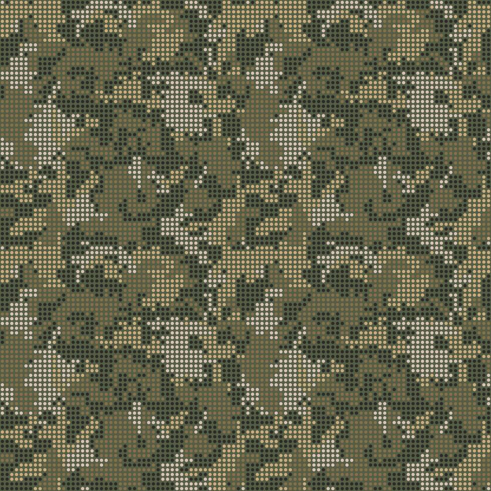 Abstract halftone seamless camouflage texture. Dot camo digital background. Pixel art wallpaper vector
