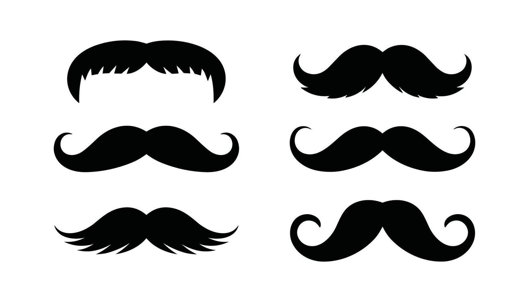 Black Mustache Silhouette Icon Set Various Retro and Stylish Mustache Designs. vector
