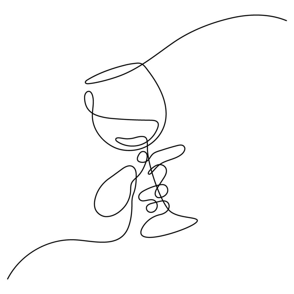 wineglass holding pose one line drawing minimalism vector