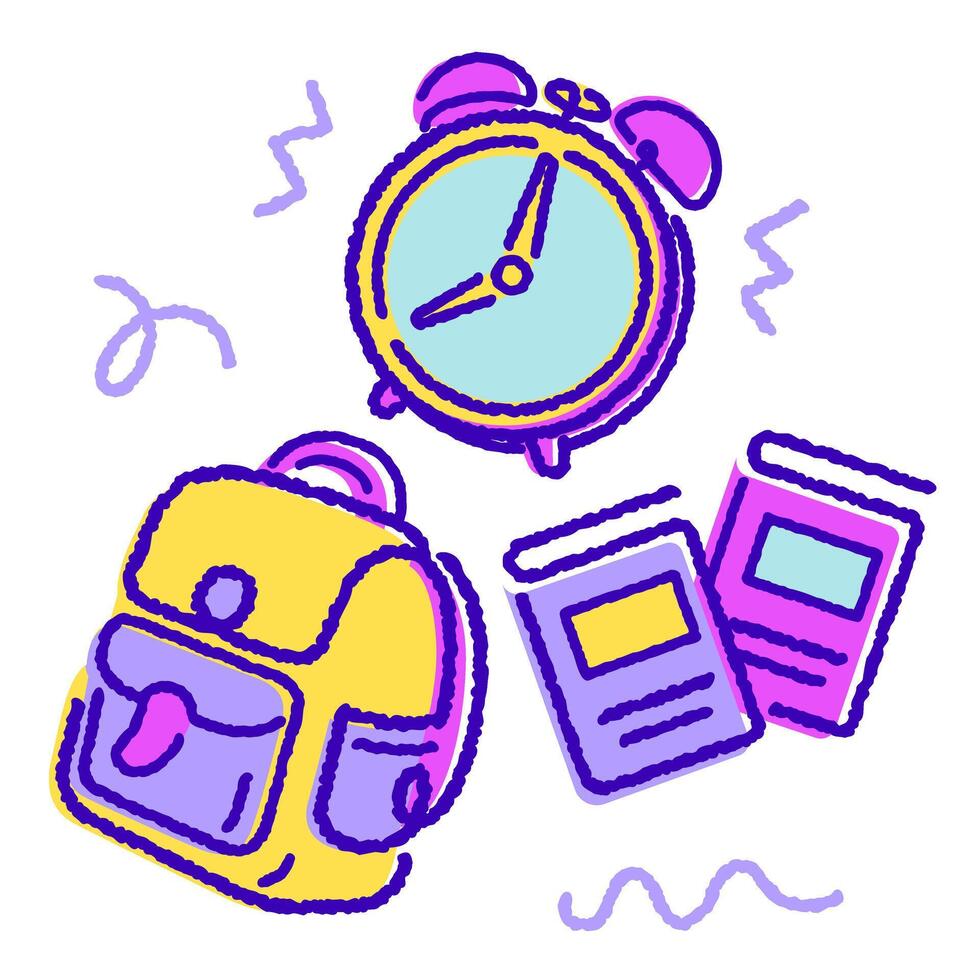 back to school playful handdrawn illustration vector