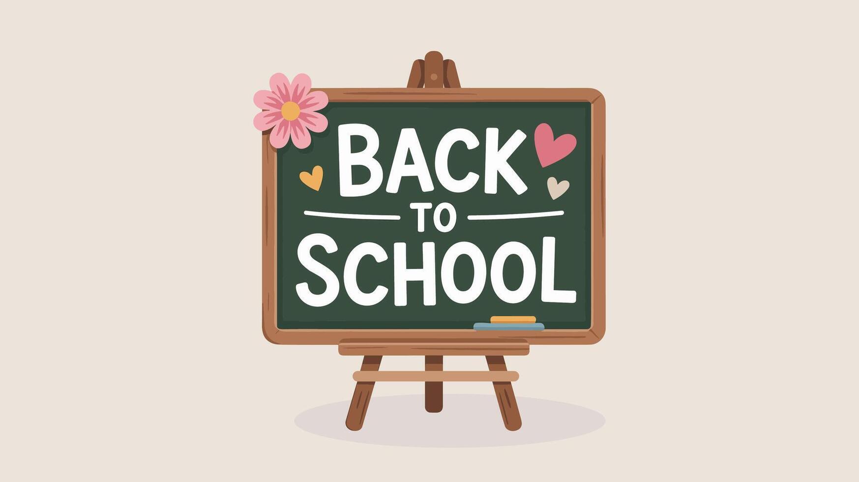 Back to School Chalkboard Sign with Books and Decorative Elements vector