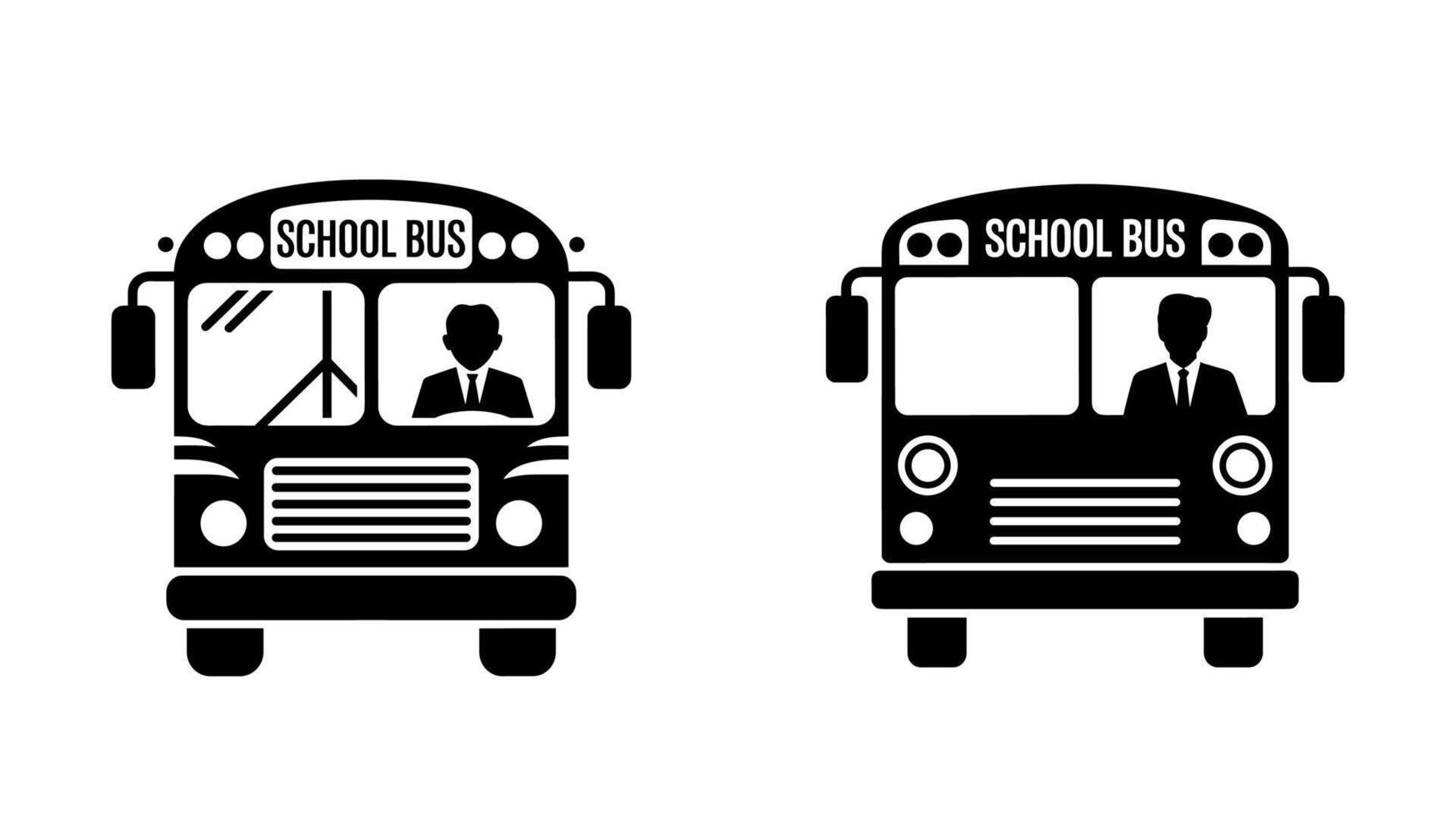 Simple Black School Bus Silhouettes for Education and Transportation On White Background. vector