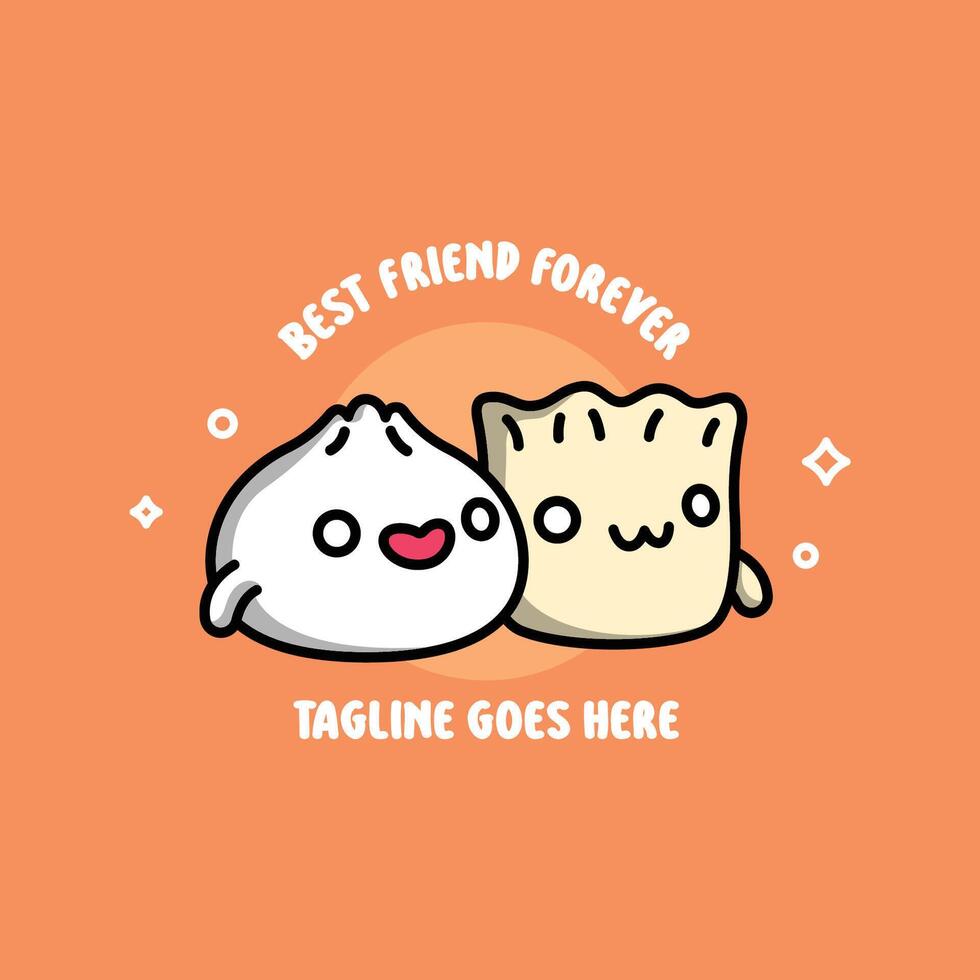 KAWAII DIMSUM BEST FRIEND CARTOON LOGO vector