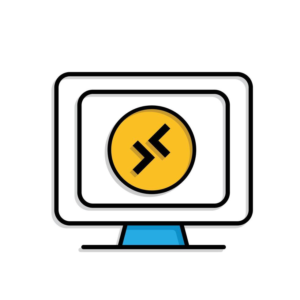 Remote Work. Remote desktop icon. Computer screen with remote symbol. collaboration. Mixed design style vector