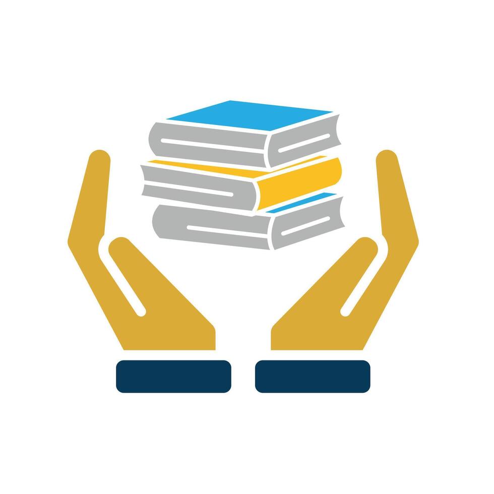 education icon. book or ebook in hand. smart, learning, clever. Flat design vector