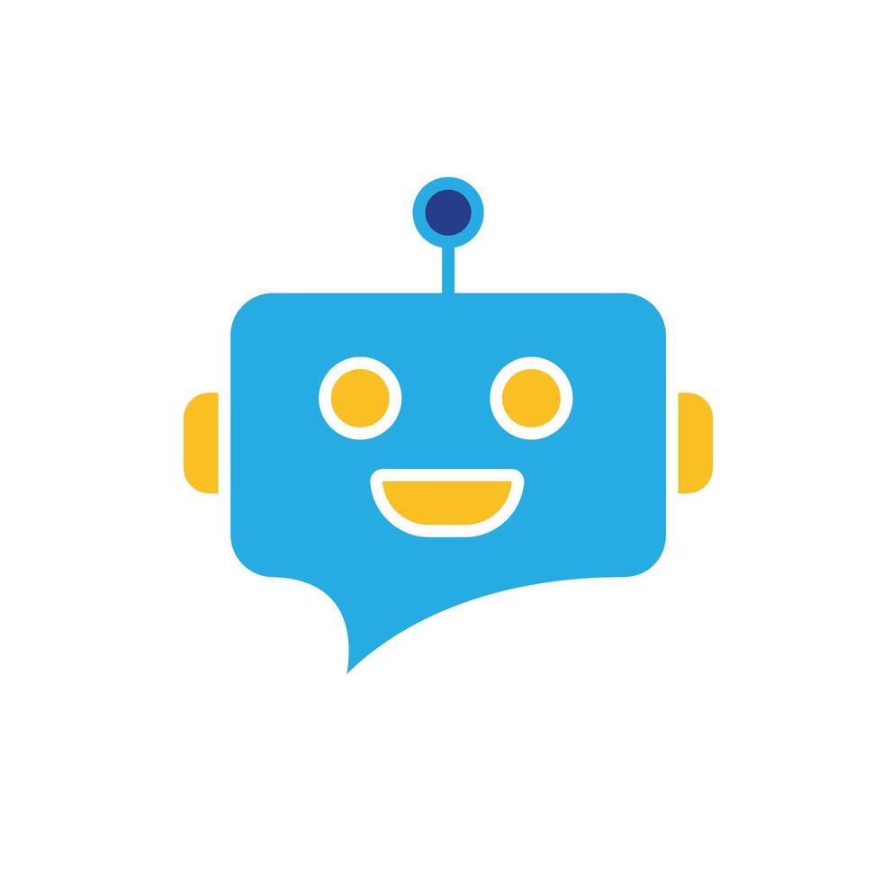 ai icon. AI Personal Assistant. Chatbot avatar. Friendly robot face with chat bubble. UI, education. Flat design style vector