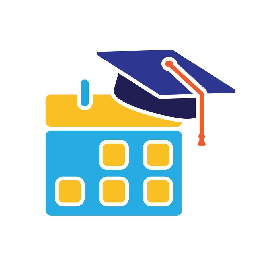 education icon. academic calendar. calendar with graduation cap icon. smart. Flat design style vector