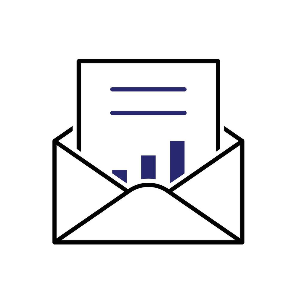 ai icon. AI Personal Assistant. Email summarizer. Envelope and summary chart. UI, education. outline design style vector