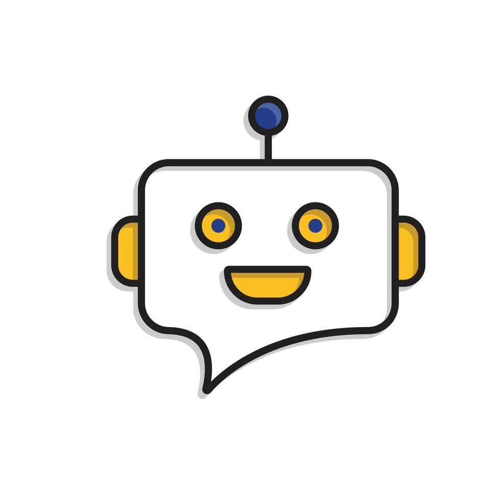 ai icon. AI Personal Assistant. Chatbot avatar. Friendly robot face with chat bubble. UI, education. Mixed design style vector