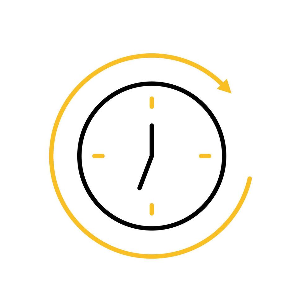 Remote Work. Time tracker icon. clock with circular progress bar. collaboration. Outline design style vector