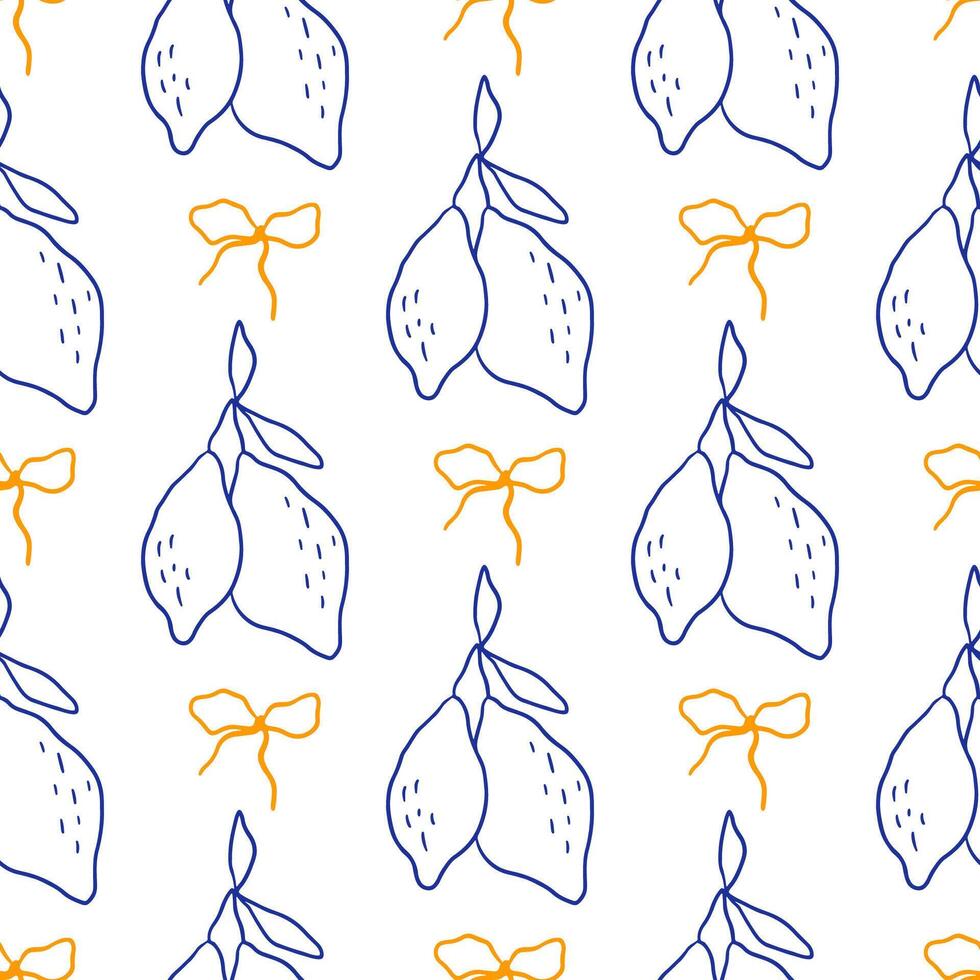 Hand drawn doodle summer lemon pattern vector