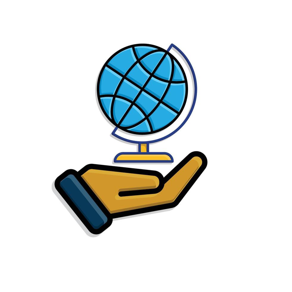 education icon. Subject Icon Geography in hand. globe with white background. smart. isometric design vector