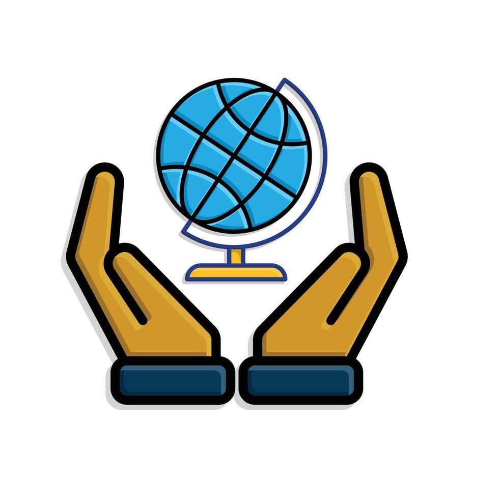 education icon. Subject Icon Geography in hand. globe with white background. smart. isometric style vector