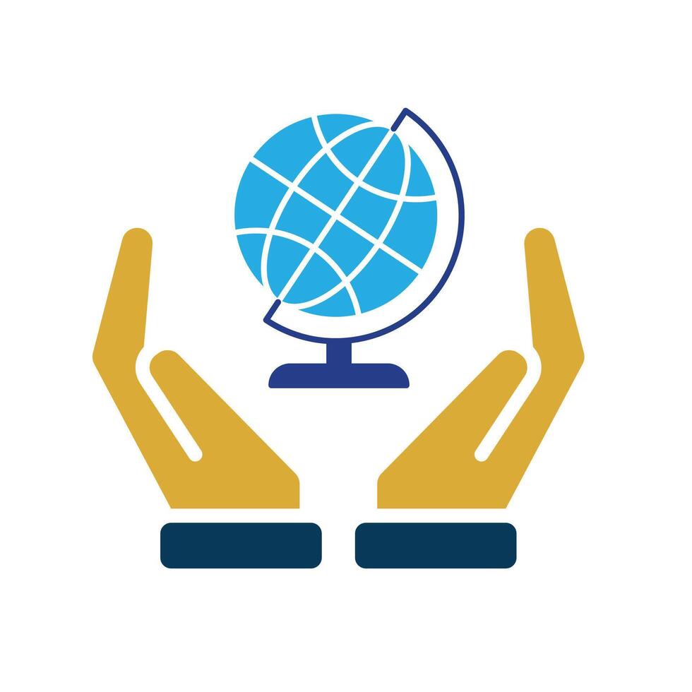 education icon. Subject Icon Geography in hand. Globe, smart, learning, clever. Flat design vector