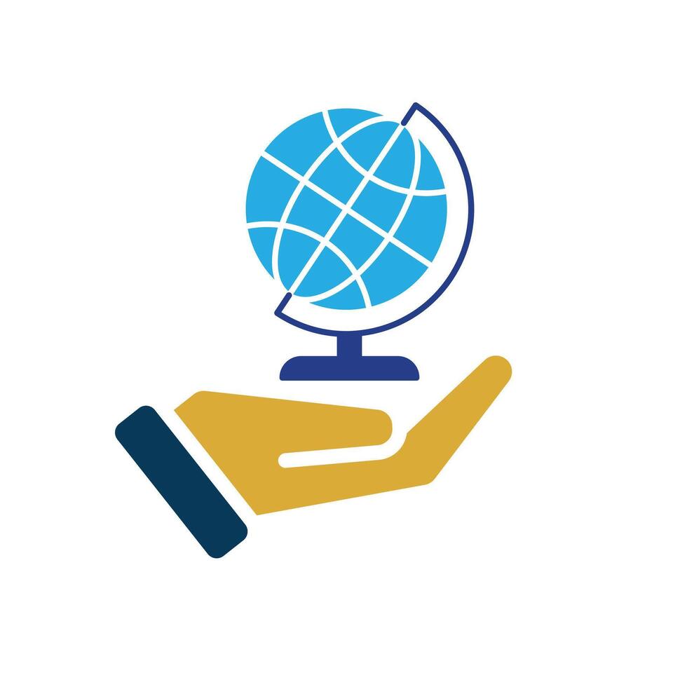 education icon. Subject Icon Geography in hand. Globe, smart, learning, clever. Flat style vector