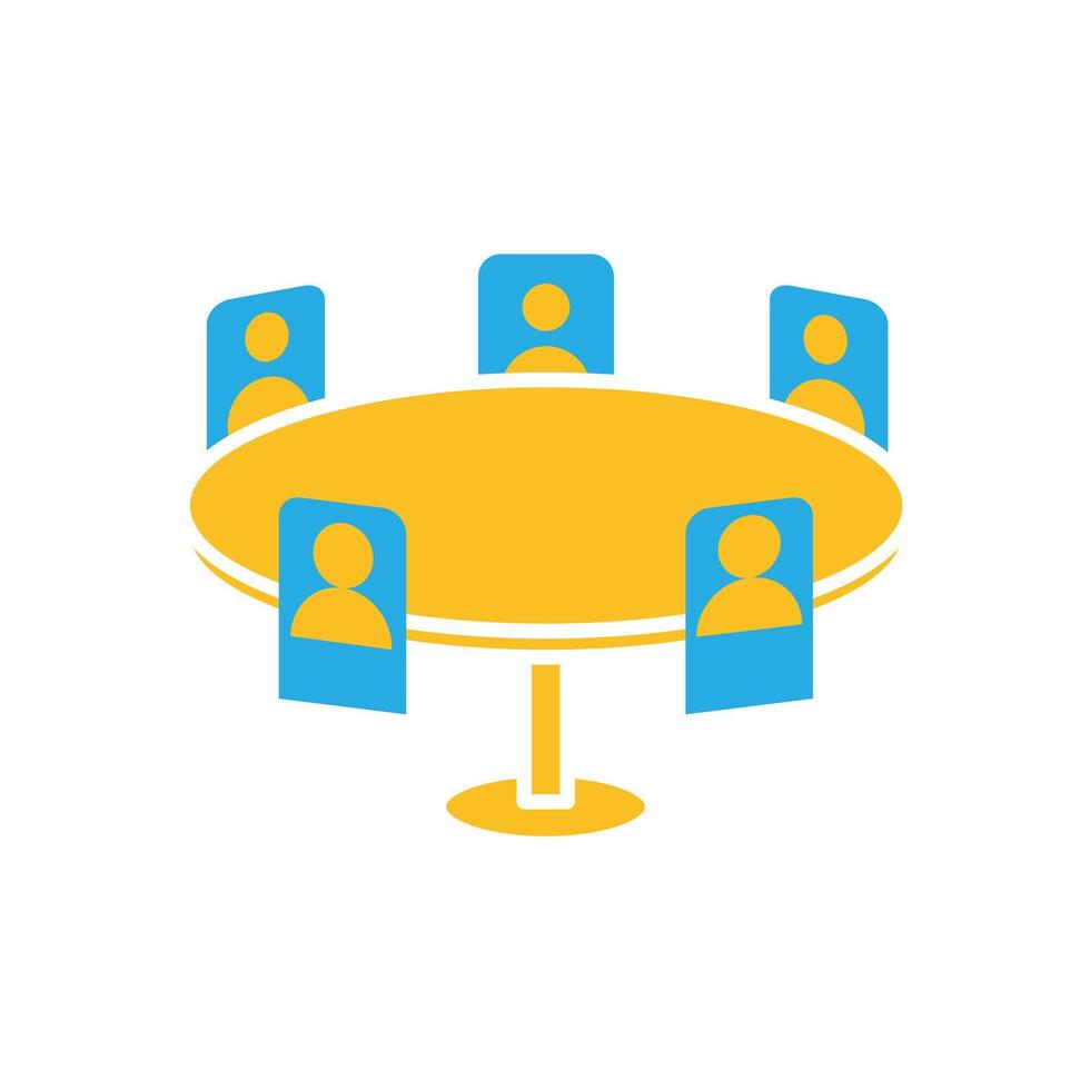 Remote Work. Online meeting icon. Round table room with avatar icon. collaboration, online, remote. Flat design style vector