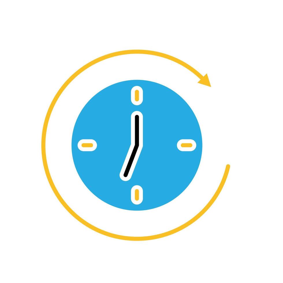 Remote Work. Time tracker icon. clock with circular progress bar. collaboration. Flat design style vector