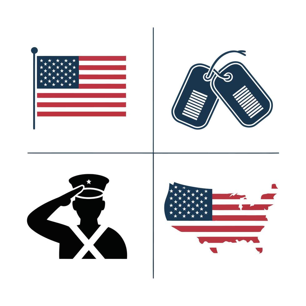 American patriotic symbols isolated on white background vector