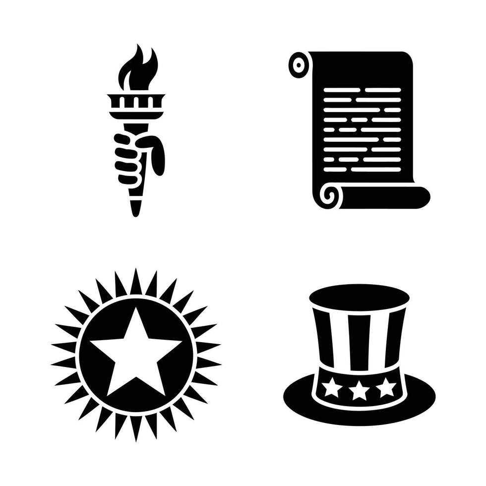 American patriotic icons isolated on white background vector