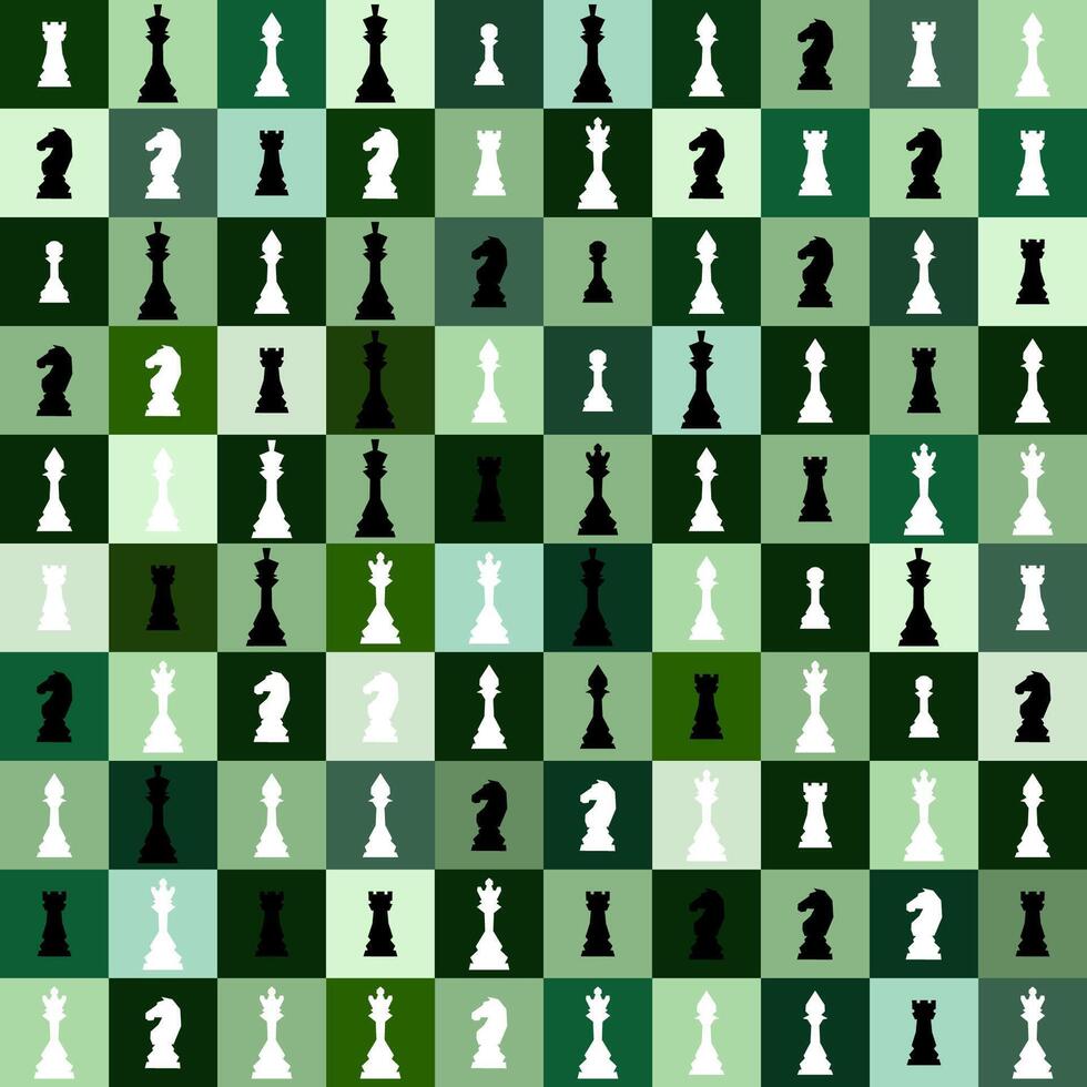 Abstract pattern in chess style with chess figures and chessboard for design, textile, fabric,surface textures, packaging, scrapbooking, chess school or chess club. vector