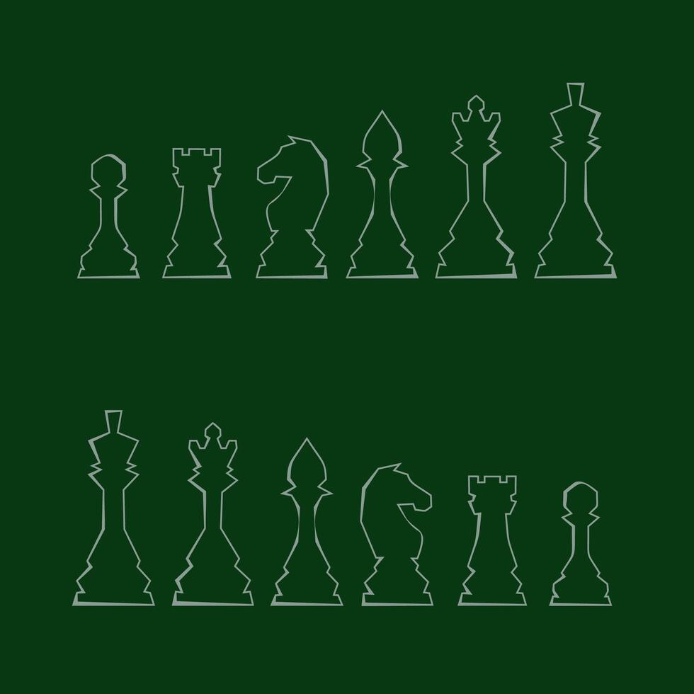 Chess figures icons set. Board game. King, queen, bishop, pawn, horse, knight, rook. International chess day. Chess tournament. Strategy concept vector